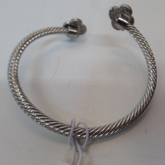 Atterri Silver Twisted Wire Bracelet W Alhambra Accents Mother of Pearl Gold NWT - Picture 6 of 8